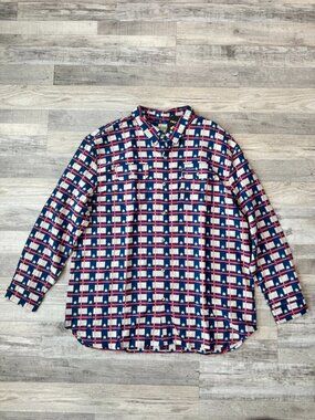 Burlebo NWT Deadstock Men's Stars Stripes Long Sleeve Button Down Size 2X G15